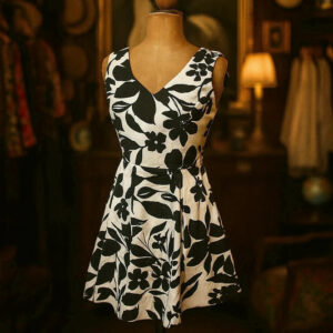 Robe à fleurs noir et blanche
