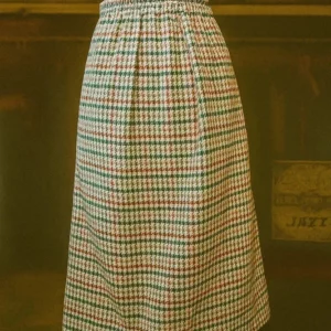 Jupe pieds de poule - vintage - taille 36 (haute) - verte rouge jaune